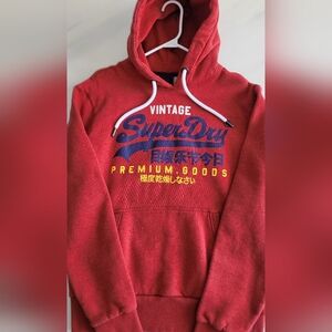 Superdry Vintage Red Hoodie with Premium Print
